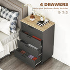 Taylor Chest for Bedroom with 4 Drawers, Chest of Drawers with Solid Wood Legs for Closet, Living Room, Entryway, Black