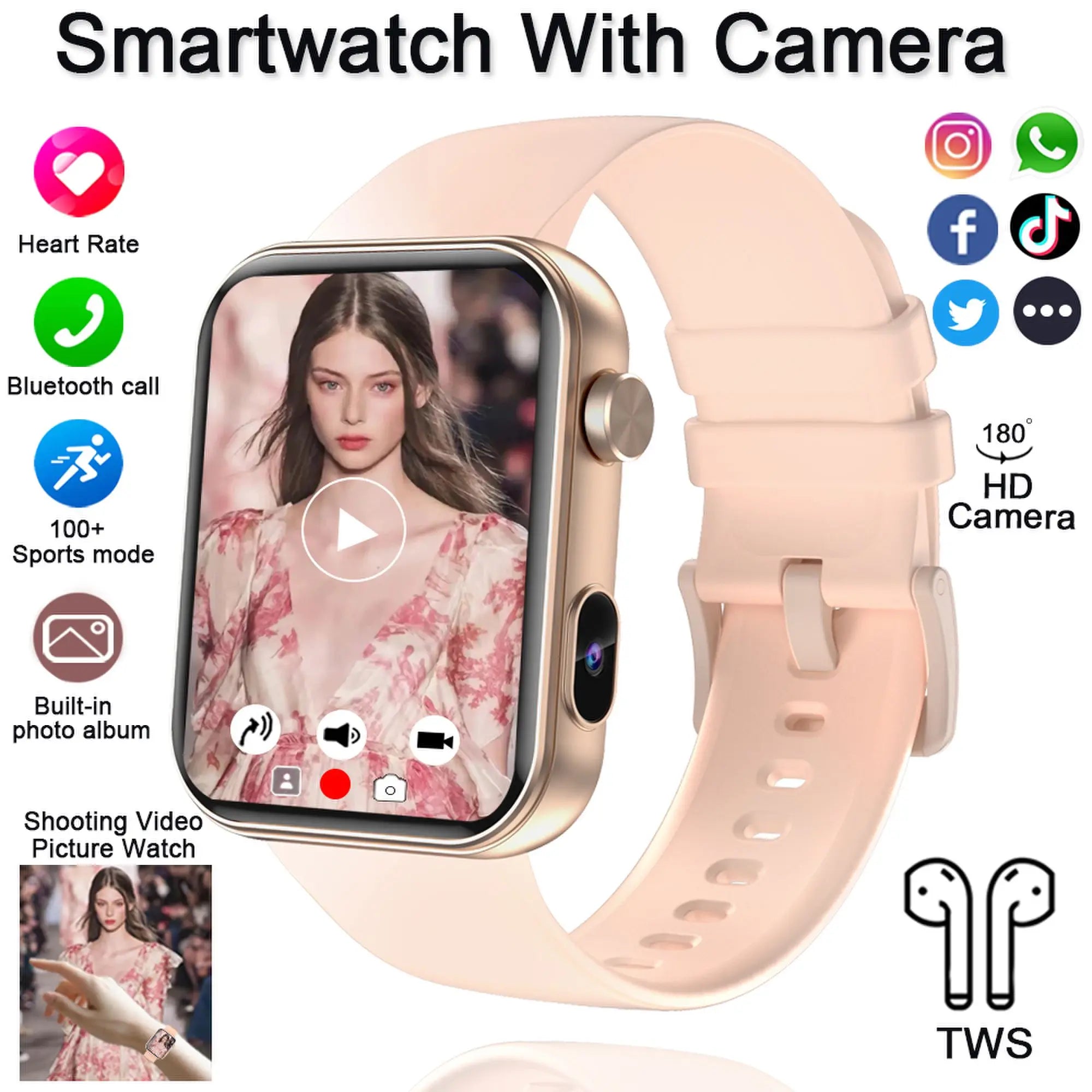 Elegant Waterproof Smart Watch with Camera, Video, Fitness & BT Calling