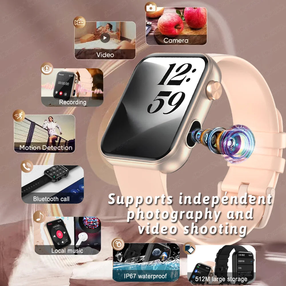 Elegant Waterproof Smart Watch with Camera, Video, Fitness & BT Calling