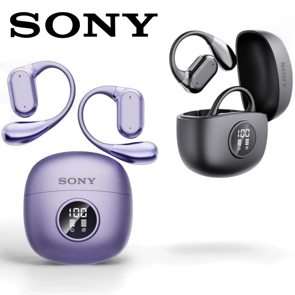 SONY Bluetooth 5.4 Ear Hook Headphones — Waterproof TWS Earbuds with HiFi Stereo &amp; LED Display