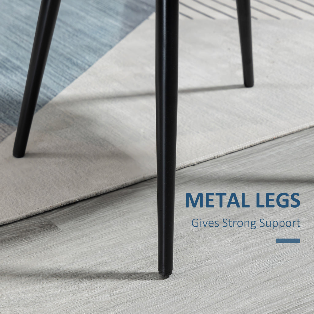 Dylan Set of 2 Mid-Back Dining Chair, Mid-Back Velvet-touch Upholstery Kitchen Chair for Living Room Dining Room, Dark Blue