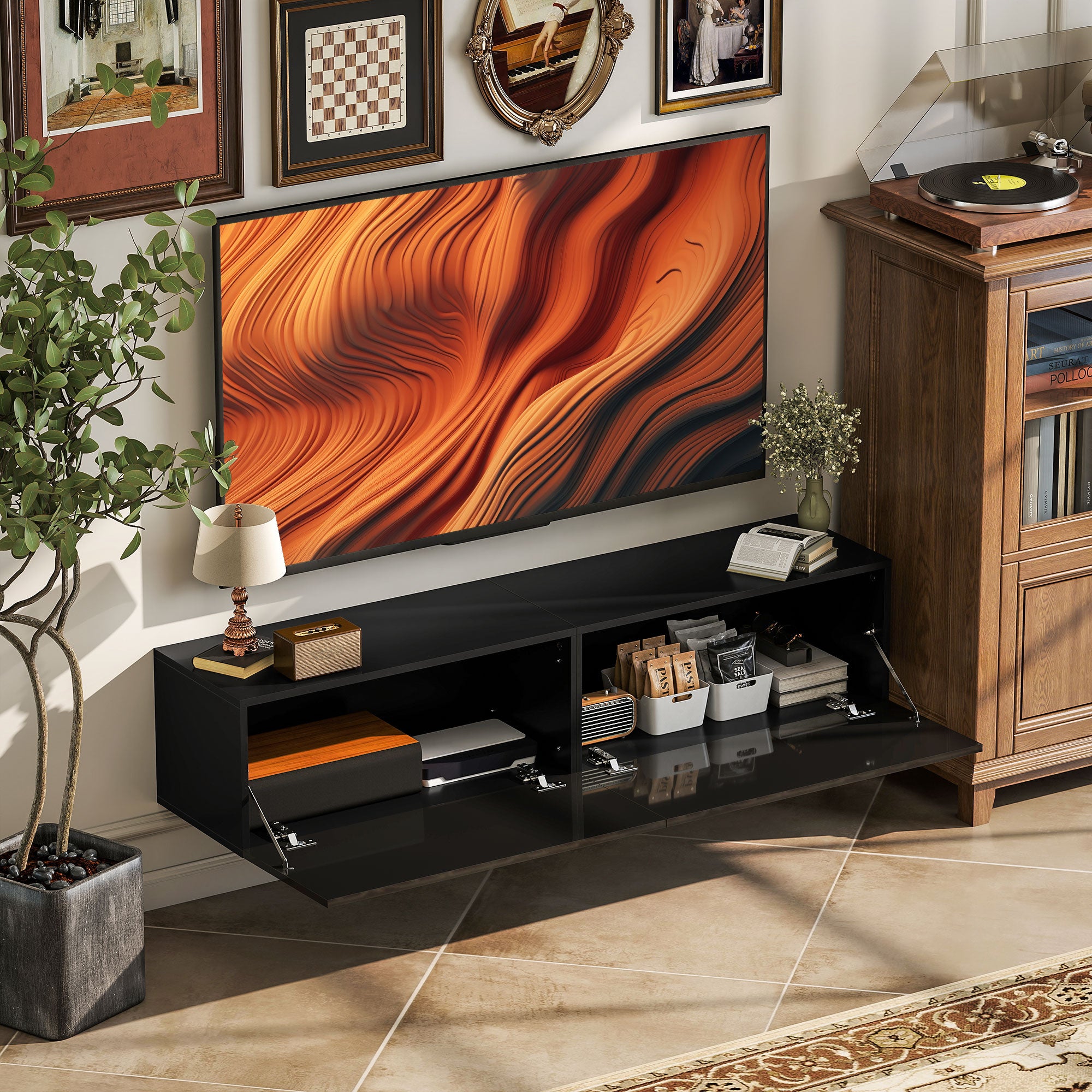 Hunter Floating TV Stand with Storage Cupboards