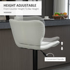 Avion Counter/Barstools with Adjustable Height and Swivel-Set of 2-White