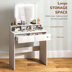 Zee Makeup Vanity Desk with Mirror and LED Lights, for Bedroom, Modern Dressing Table with Drawers, Compartments, White