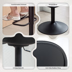 Zee Counter Height Bar Stools Set of 2, Streamlined Bar Chairs with Adjustable Height and Swivel PU Leather Seat, Black