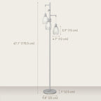 Carmen Dimmable Floor Lamp with 3 Hanging Wire Lampshades-Silver