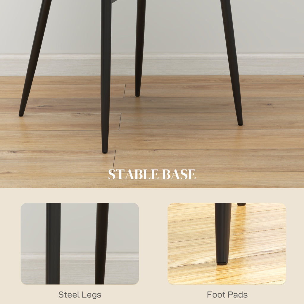 Blake PU Leather Kitchen Chairs, Modern Dining Chairs Set of 2 with Diamond Tufting and Steel Legs for Dining Room, Khaki