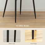 Blake PU Leather Kitchen Chairs, Modern Dining Chairs Set of 2 with Diamond Tufting and Steel Legs for Dining Room, Khaki