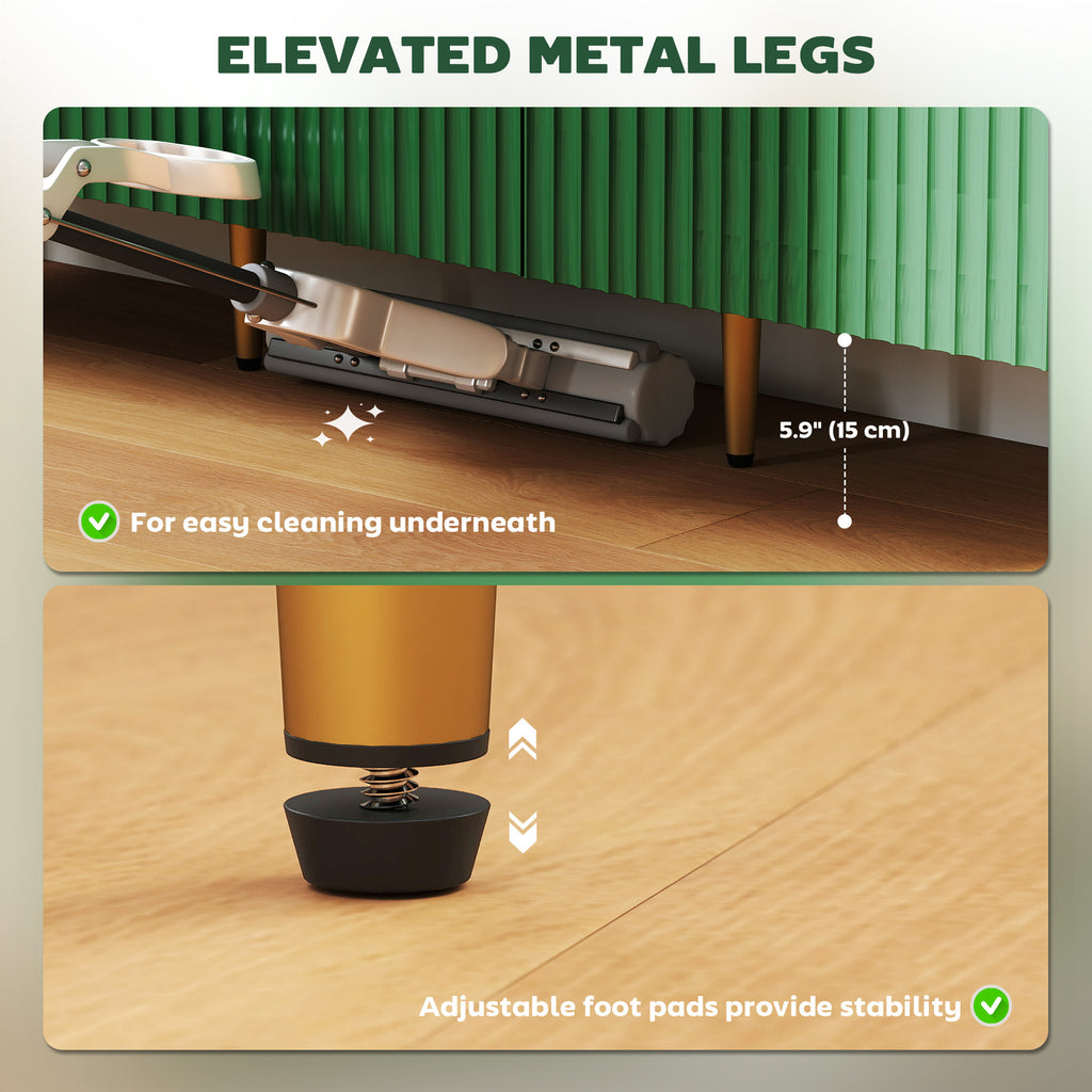 Ellis Modern Kitchen Storage Cabinet, Sideboard Buffet Cabinet w/ 3 Drawers and Adjustable Shelves for Kitchen Hallway, Green