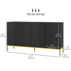 Cameron Sideboard Storage Cabinet with Adjustable Shelves, Soft-Close Doors, Kitchen Buffet Cabinet for Dining Room, Black