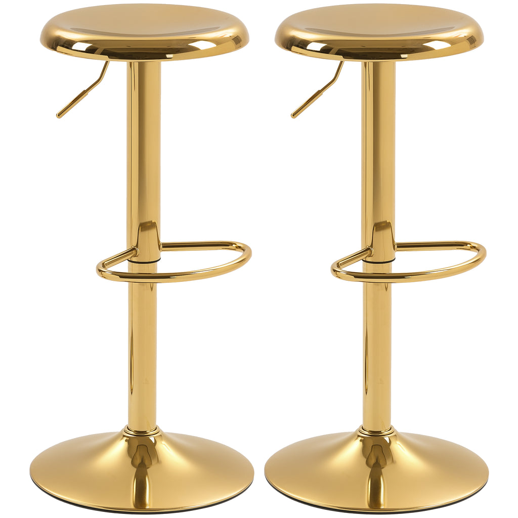 Canmore Modern Adjustable Counter/Bar Stools with Swivel-Set of 2-Gold