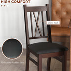 Parker Farmhouse Dining Table Chairs Set of 2, Pine Wood Kitchen Table Chairs with PU Leather Cushion for Living Room, Bedroom