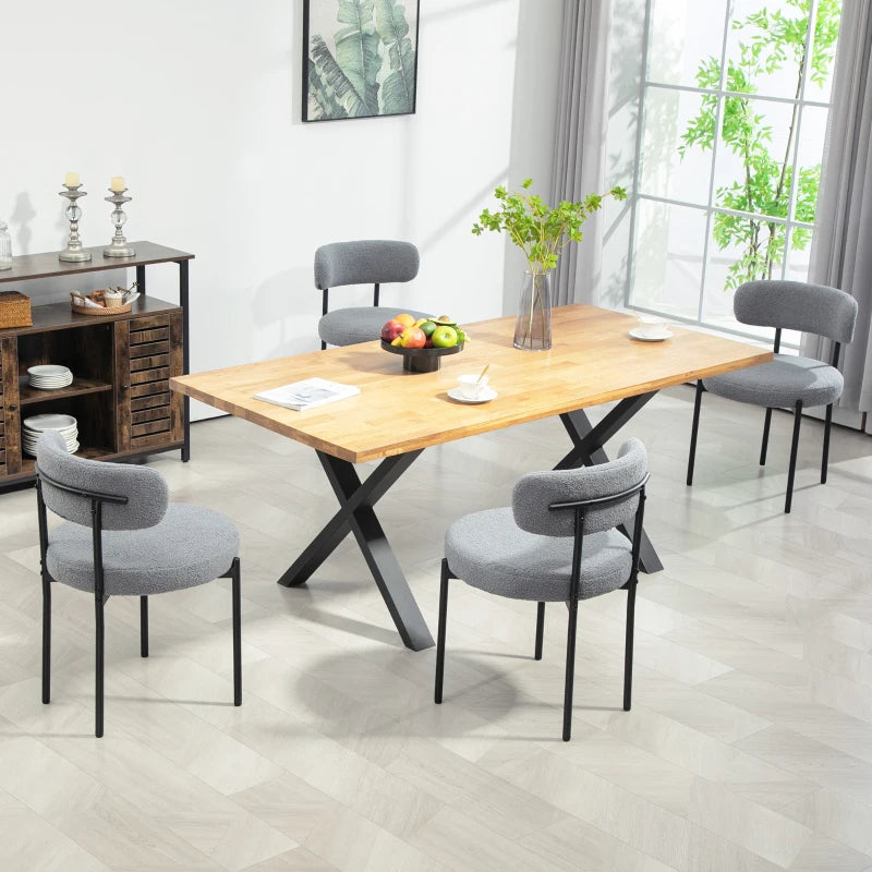 Cruz 4 Pieces Kitchen Chairs, Modern Dining Chairs w/ Berber Fleece Upholstery and Steel Legs for Living Room, Grey