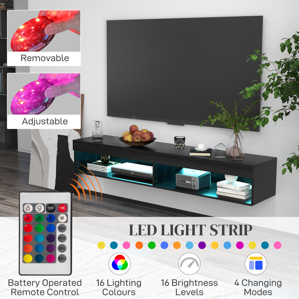Lane Modern Wall Mounted TV Stand with Storage and LED Lights