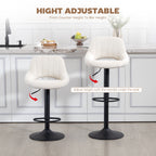 Cody Set of 2 Swivel and Adjustable height Counter/Barstools with Fabric Upholstery-Cream