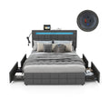 Austin upholstered full size bed frame with LED