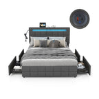 Austin upholstered full size bed frame with LED