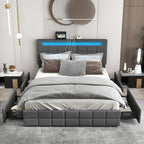 Austin Upholstered LED Bed Frame with Headboard and 4 Drawers-Full Size