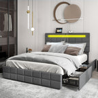Austin Upholstered LED Bed Frame with Headboard and 4 Drawers-Full Size