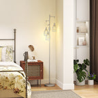 Carmen Dimmable Floor Lamp with 3 Hanging Wire Lampshades-Silver