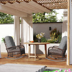 Oxlade Outdoor Rattan Wicker Rocking Chair with Thick Cushions-Set of 2-Grey