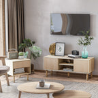 Laura Modern Bedside Table with Drawer and Open Shelf, Sofa Side Table for Bedroom Living Room, Natural