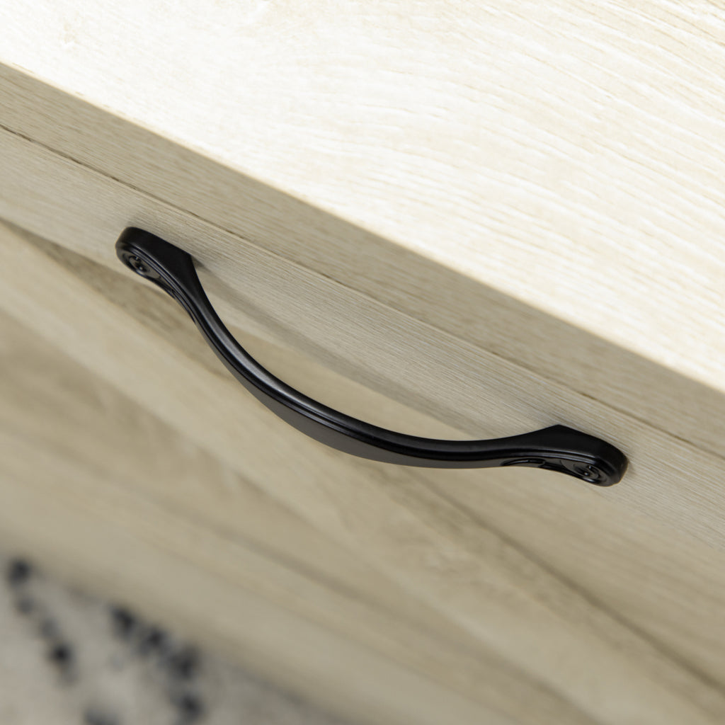 Lowen Industrial Coffee Table Side End Table with Drawer, Open Storage Shelf, Modern Farmhouse Furniture, for Living Room, Dining Room, Office, White Oak