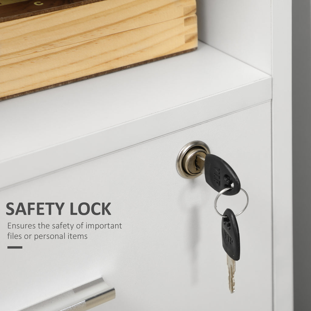 Bloom Computer Desk with Keyboard Tray and Drawers, Writing Desk, Home Office Workstation, White