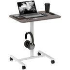 Eden Height Adjustable Standing Desk, Pneumatic Sit Stand Desk with Wheels and Headphone Hook for Home Office, Grey