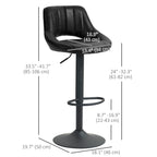 Cody Set of 2 Swivel and Adjustable height Counter/Barstools with Faux-Leather Upholstery-Black