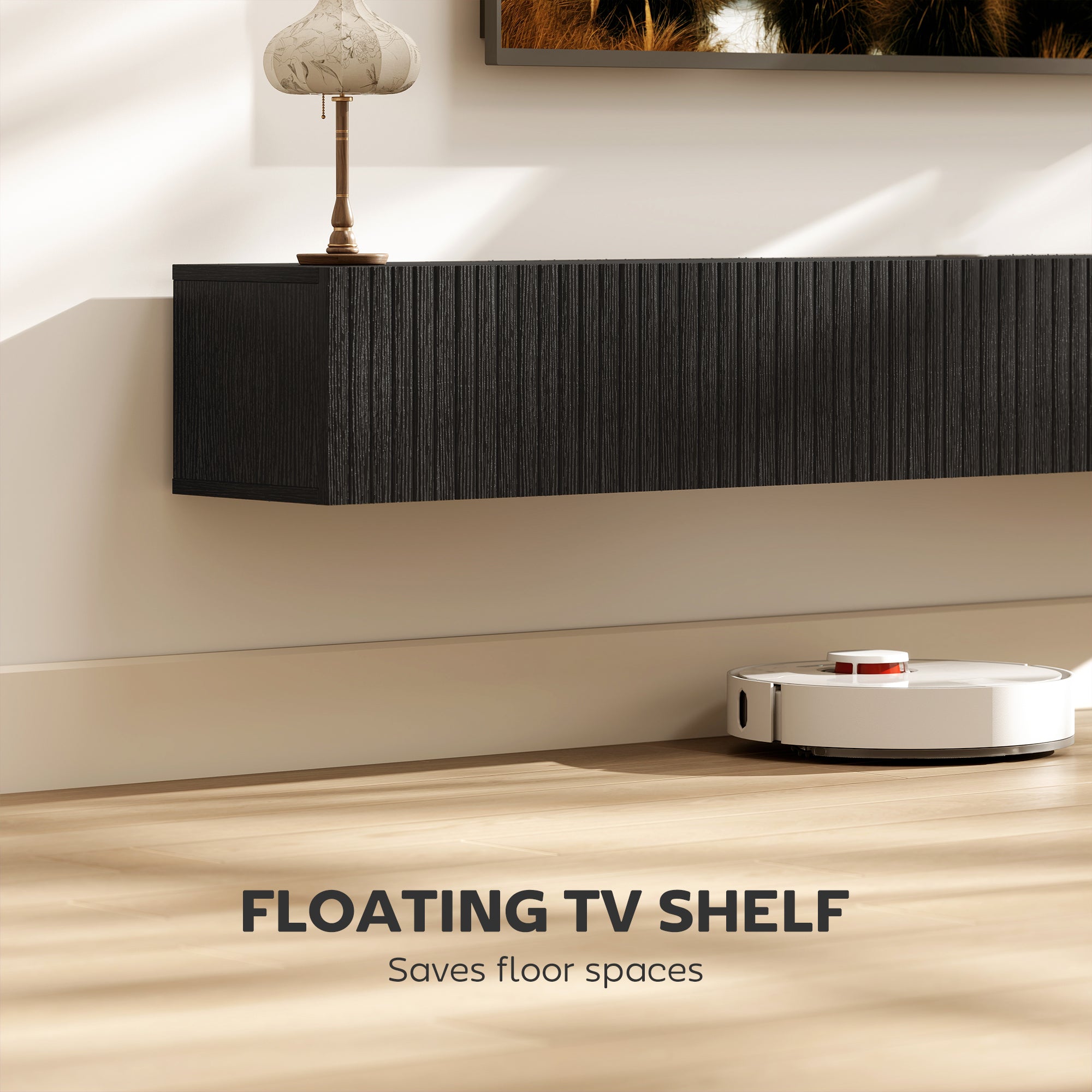 Fluted Flip-Down Doors Cable Hole Black