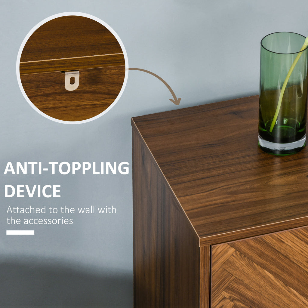 Erik Bedside Table, Nightstand for Bedroom, End Side Table Dresser Storage with 2 Drawers, Walnut Brown