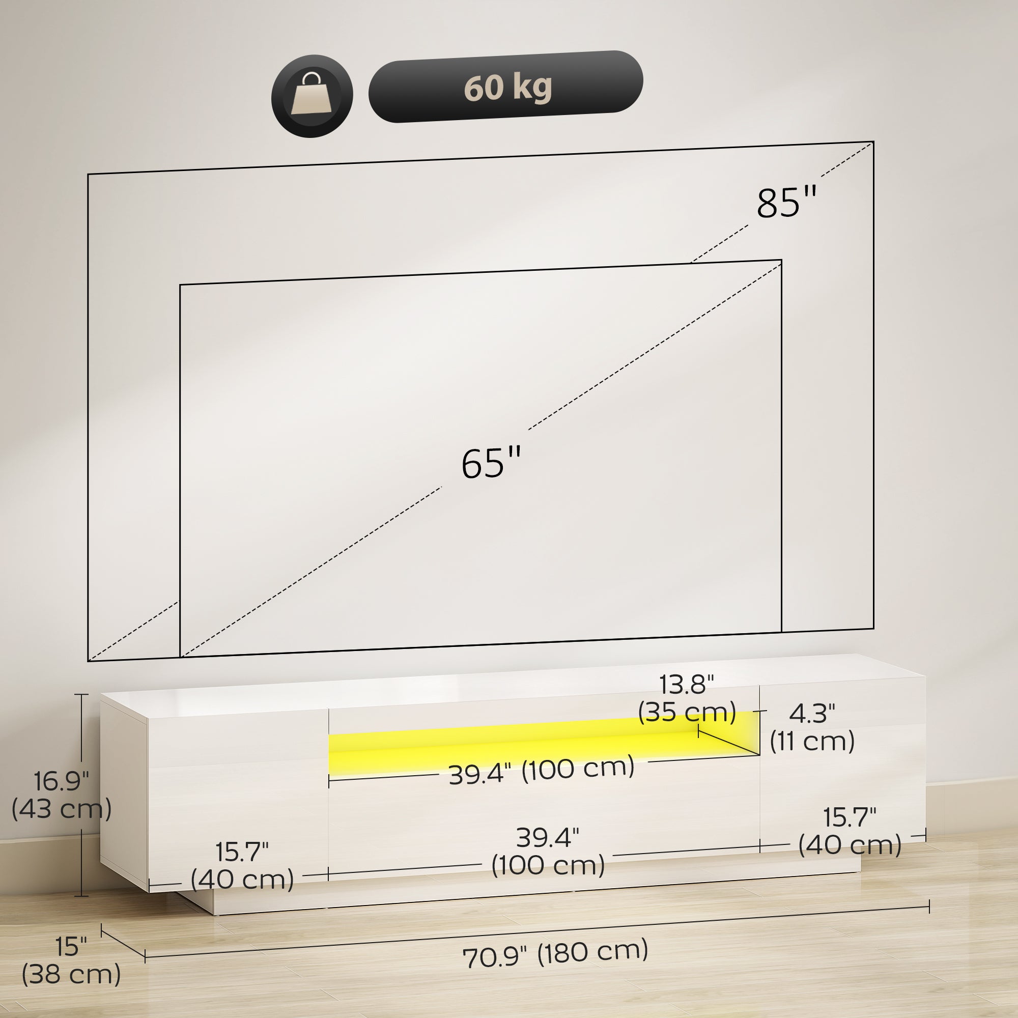 Greer Entertainment Center with RGB LED Lights