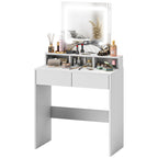 Zee Makeup Vanity Desk with Mirror and LED Lights, for Bedroom, Modern Dressing Table with Drawers, Compartments, White