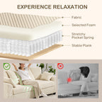 Ramsey Modern Corduroy 3 Seater Sofa with 8 Removable Pillows-Beige