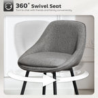 Reece 26" Counter Height Barstools Set of 2, Upholstered Swivel Bar Stools with Backrests and Armrests, Dark Grey