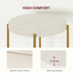 Noel Backless Round Dining Chairs, Modern Stacking Stools Set of 4, Kitchen Chairs with Metal Legs, Cream White