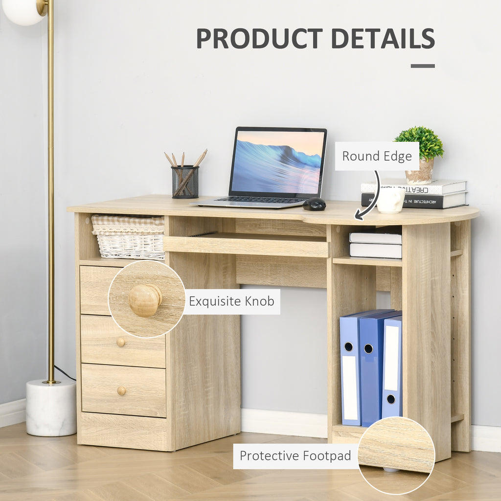 Parker Office Desk with Storage, Modern Computer Workstation Desk with Keyboard Tray-Natural