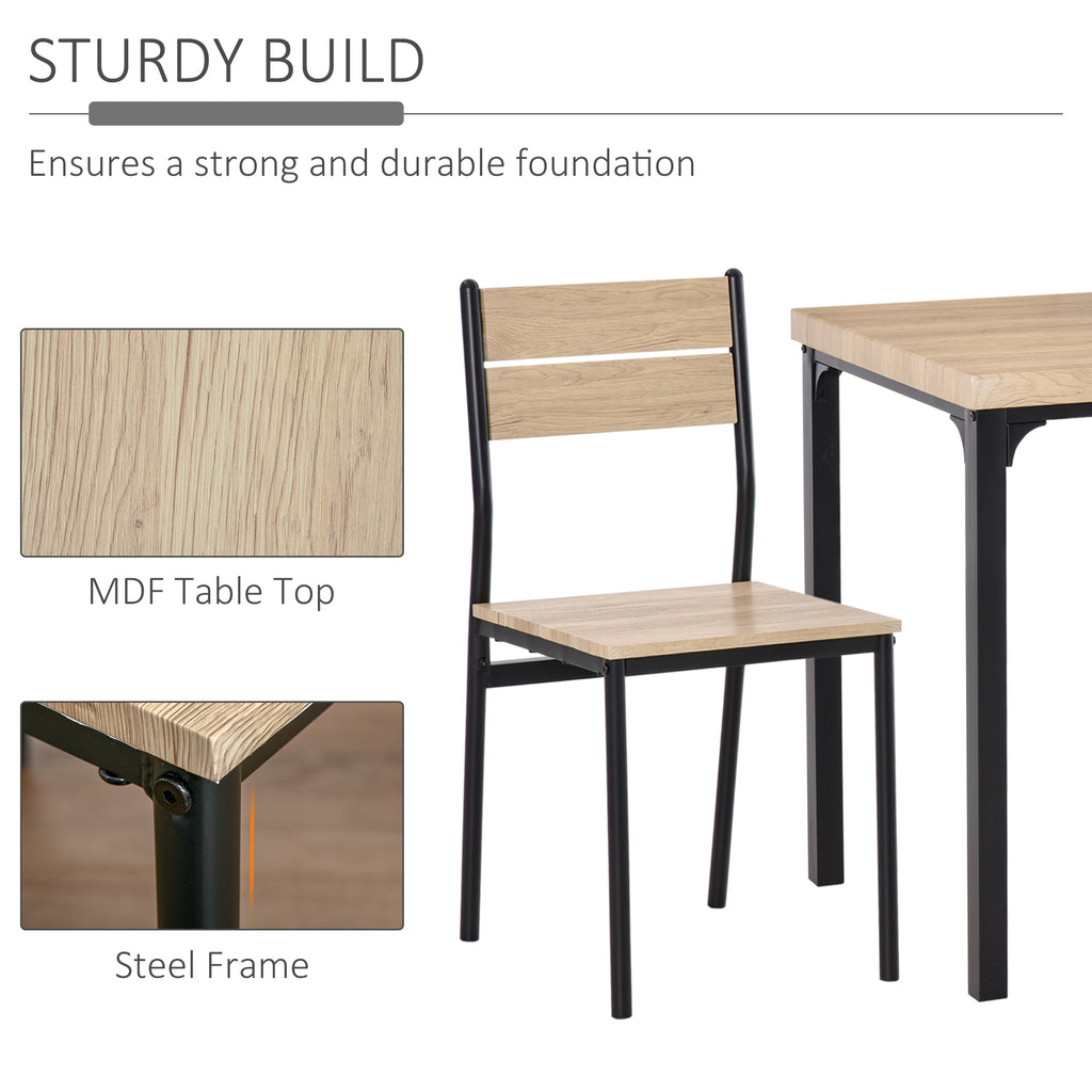 Kurt Dining Table Set for 2, 3 Piece Kitchen Table and Chairs with Metal Legs for Small Spaces, Natural Wood