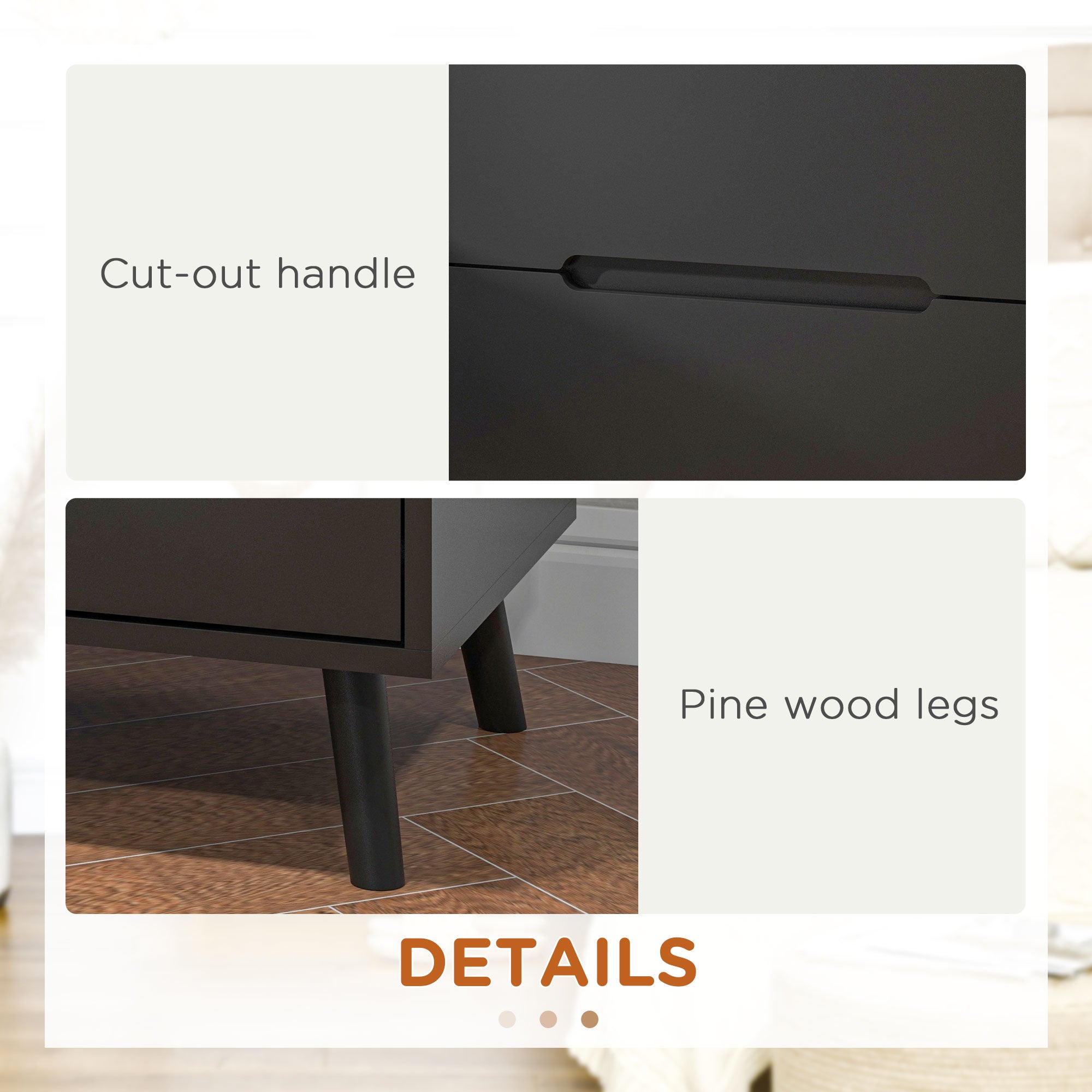 Willow Modern Nightstand with 2 Drawers, Bed End Table with Solid Wood Legs for Bedroom