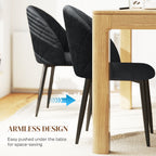 Skylar Modern Dining Chairs Set of 4, Upholstered Dining Room Chairs with Metal Legs, Shell Backrest, Padded Seat, Black