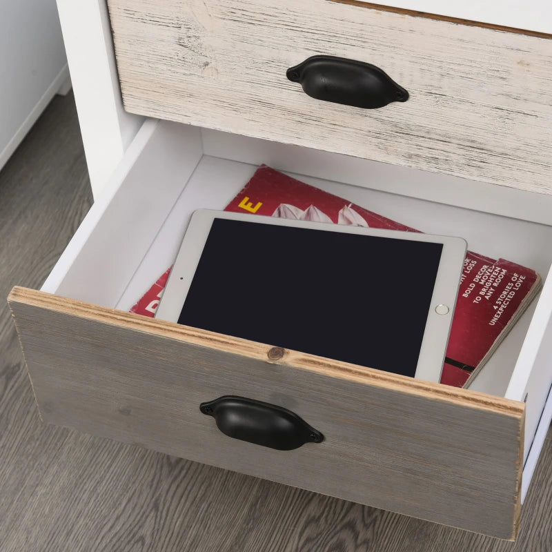 Accent Table Storage Cabinet with 3 Drawers Wooden Bedside Table Night Stand, Home Furniture