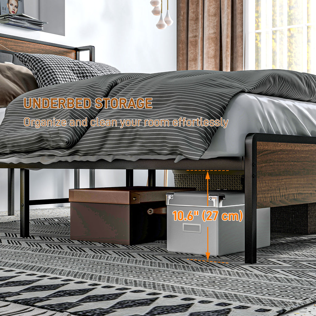 Robin Full Size Bed Frame with Charging Station