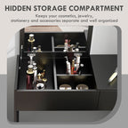 Mia Modern Vanity Set with Flip Top Mirror and Cushioned Stool, Dressing Table with Storage Drawer for Bedroom, Black