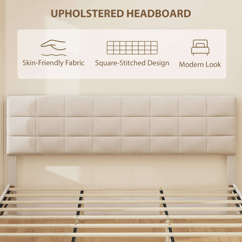 Harper King Size Bed Frame with Upholstered Headboard