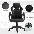 Erling Gaming Chair-Office Chair with Swivel Wheels, Padded Headrest, Tilt Function, Black