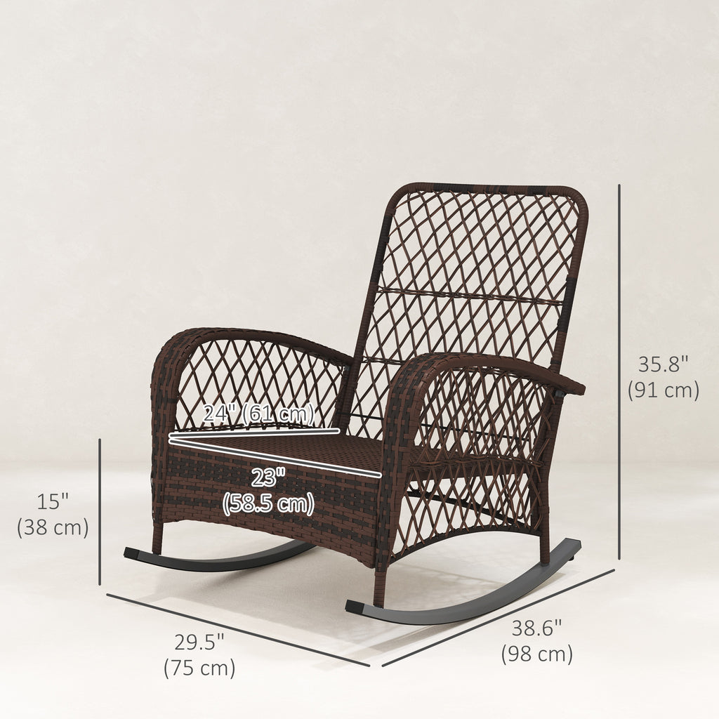 Oxlade Outdoor Rattan Wicker Rocking Chair with Thick Cushions-Set of 2-Red