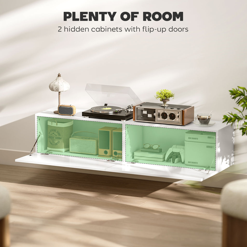 Floating TV Stand with Storage Cupboards for 45 55 65in TVs