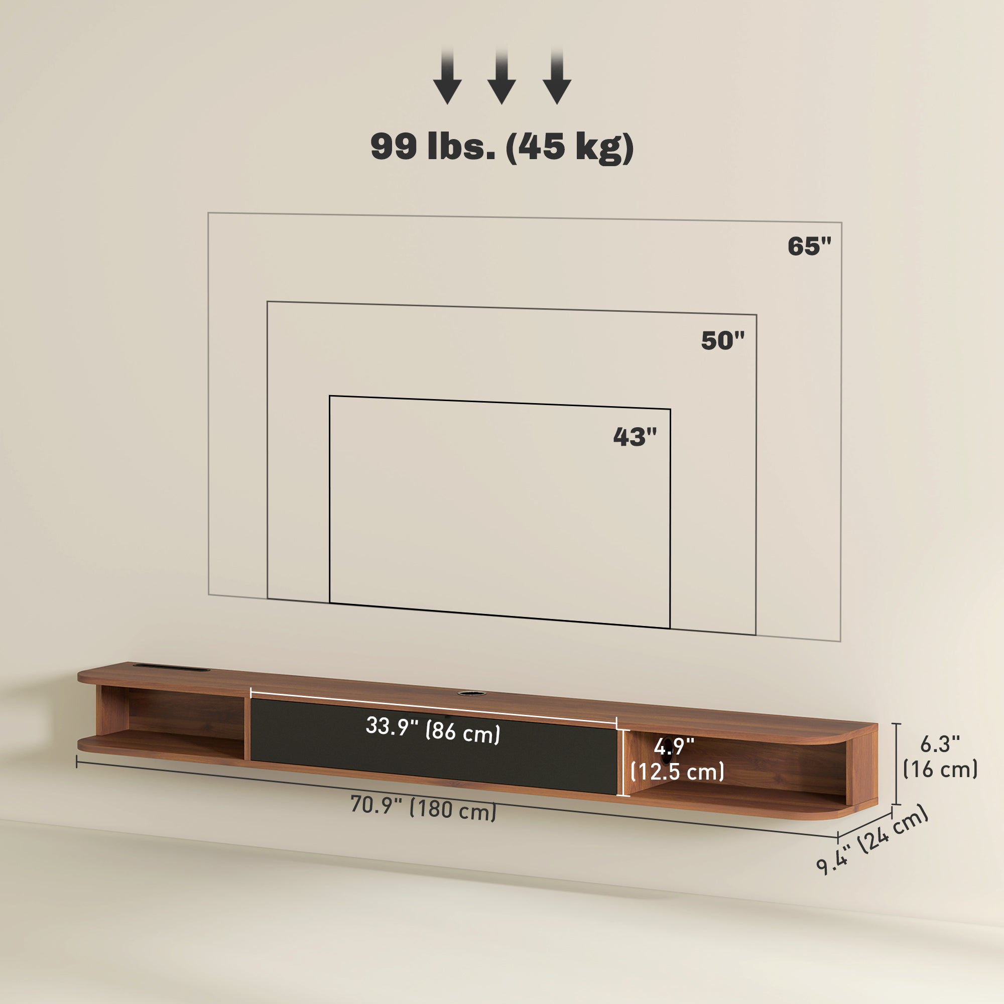  Floating TV Stand for TVs up to 75 Inch