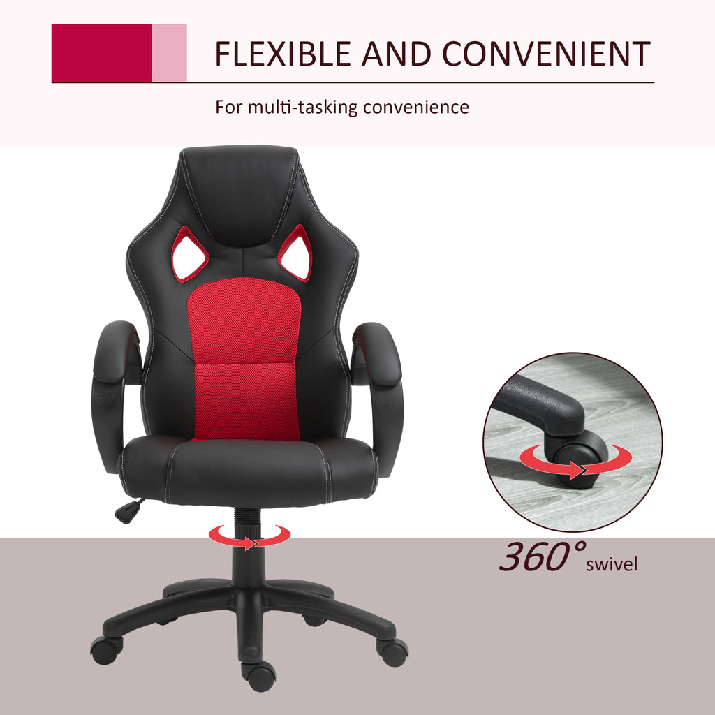 Foster Gaming Chair Office Chair Computer Desk Gamer Chair with Swivel Wheels, Padded Headrest, Tilt Function, Red